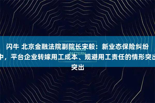 闪牛 北京金融法院副院长宋毅：新业态保险纠纷中，平台企业转嫁用工成本、规避用工责任的情形突出