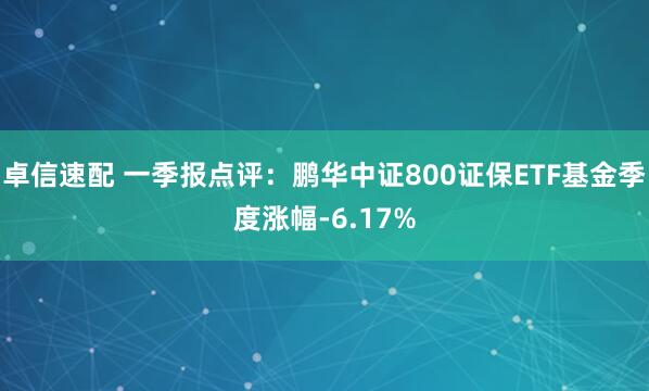 卓信速配 一季报点评：鹏华中证800证保ETF基金季度涨幅-6.17%