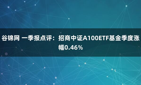 谷锦网 一季报点评：招商中证A100ETF基金季度涨幅0.46%