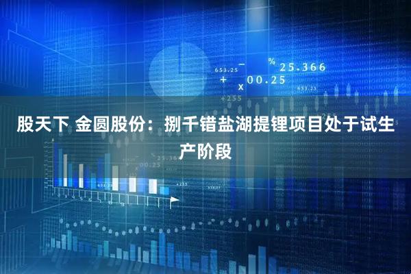 股天下 金圆股份：捌千错盐湖提锂项目处于试生产阶段