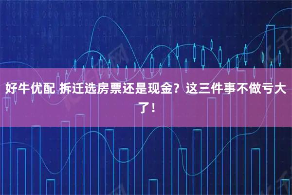 好牛优配 拆迁选房票还是现金？这三件事不做亏大了！